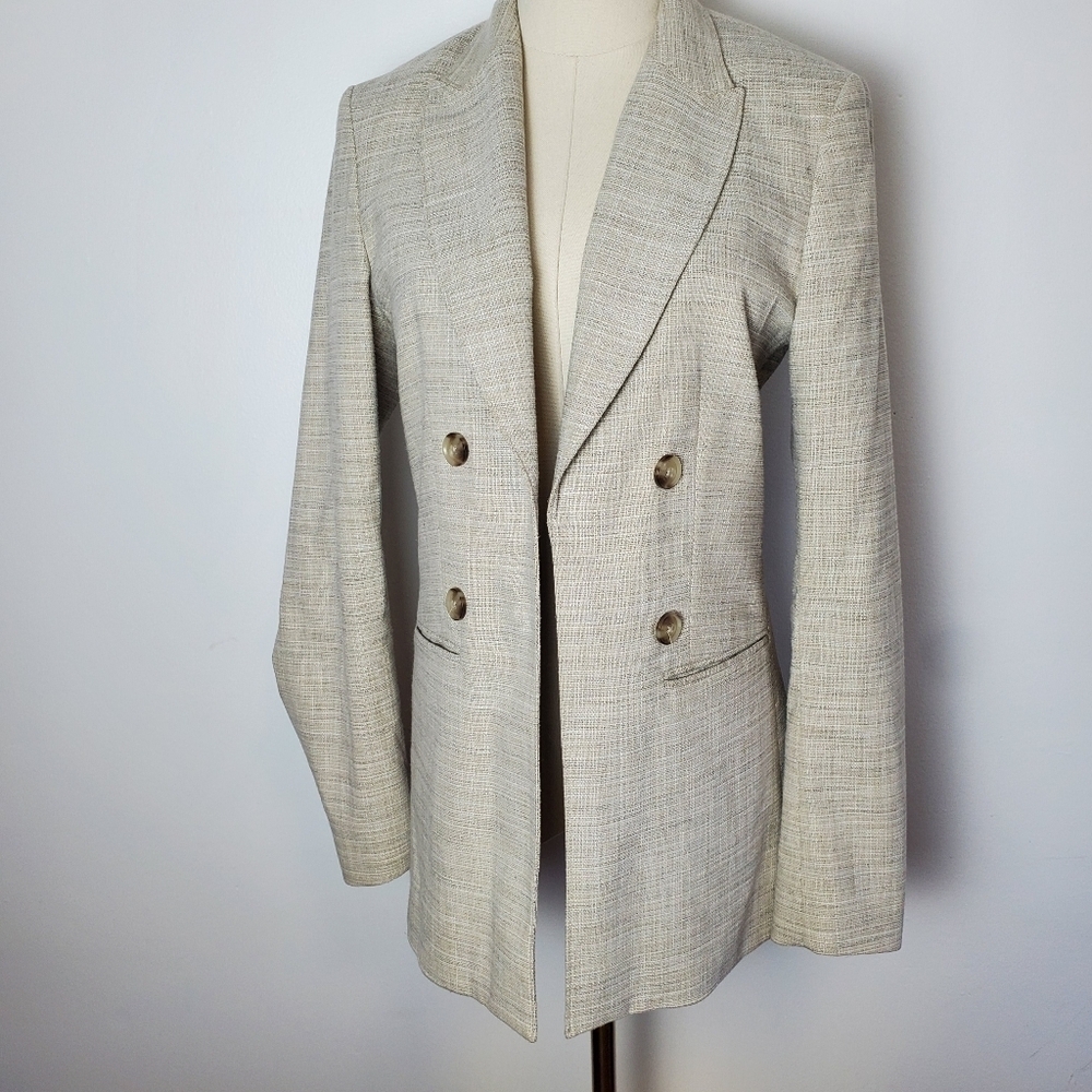 RW&CO Faux Double-Breasted Taupe Blazer - Picture 4 of 9
